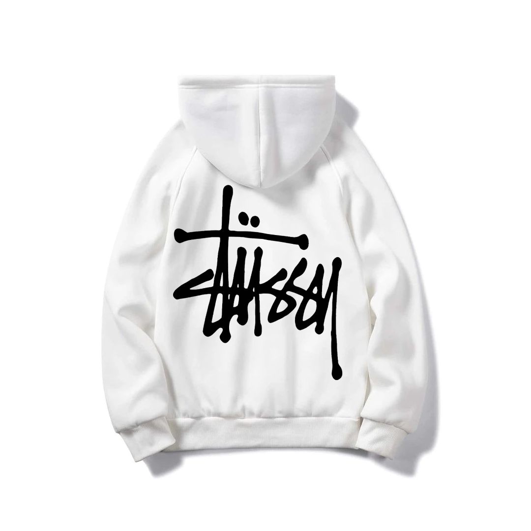 STÜSSY SIMPLE WHITE HOODIE